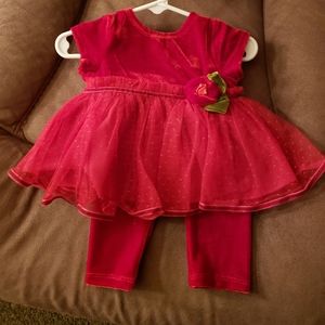 3-6m Red Dress outfit with leggings
